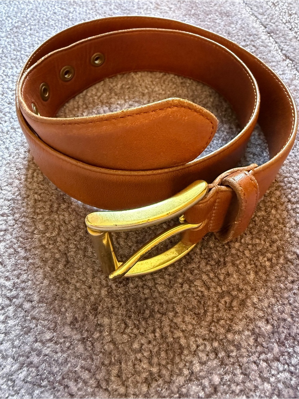 Genuine Coach Brown Leather Belt with Gold ( brass) Buckle, 33”